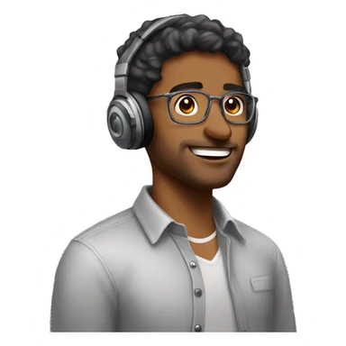 A brown man who loves to listen music with headphones on everytime and love to do photography and vlogging and is a software engineer  sticker
