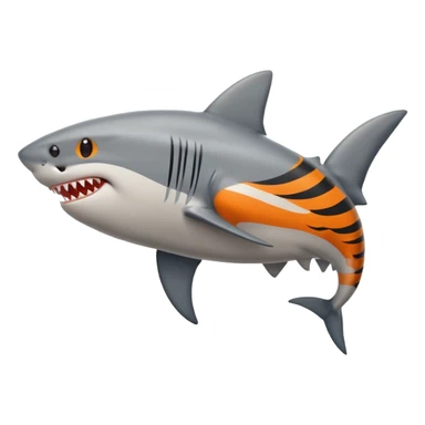 side view of shark body with a cat face sticker