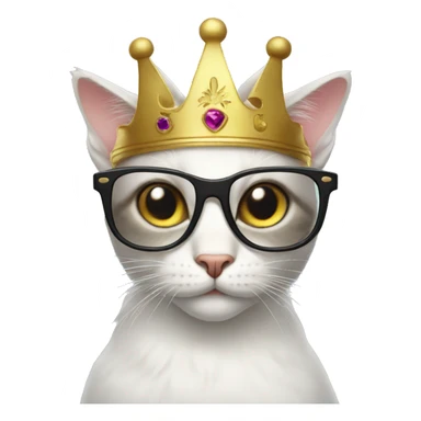 fancy cat with glasses and crown on head sticker