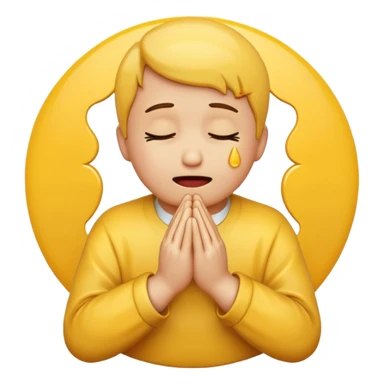 Crying emoji with praying hands in front of it sticker
