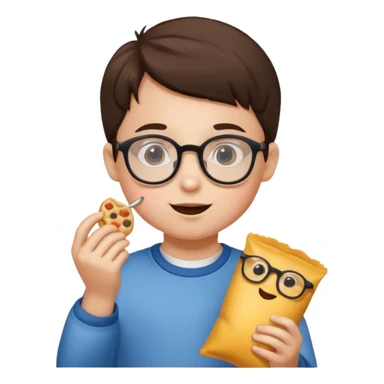 snack holding kid with glasses sticker