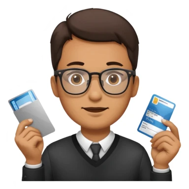 Scissors cutting man ID card in 2 parts.hyper realistic sticker