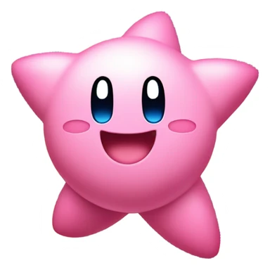 cute happy classic Kirby jumping on a star sticker