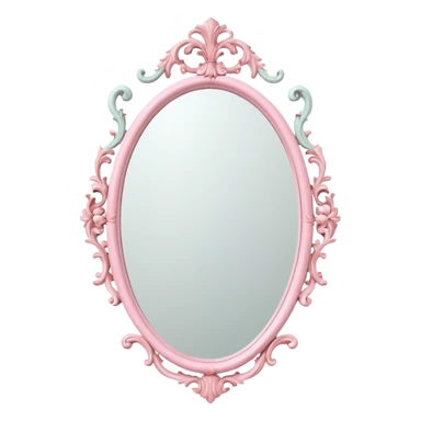 Vintage white rococo body mirror with pastel pink details sticker