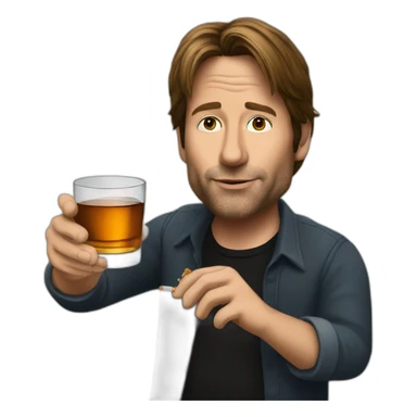 hank moody holds a glass of whisky and cigarettes sticker