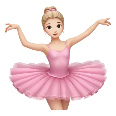 A graceful ballerina in a pink tutu, spinning lightly with arms curved elegantly.
 sticker