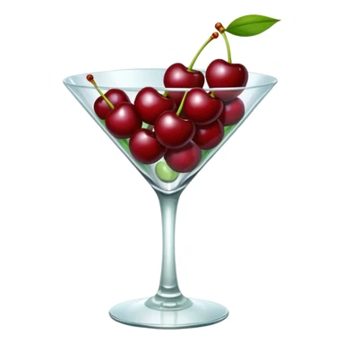 Bunch of dark red Cherries in a martini glass, the glass does not have liquid in it sticker