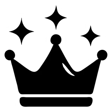 black shining crown, elegant, glossy finish, icon style sticker