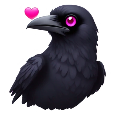 Raven with hot pink heart eyes sticker