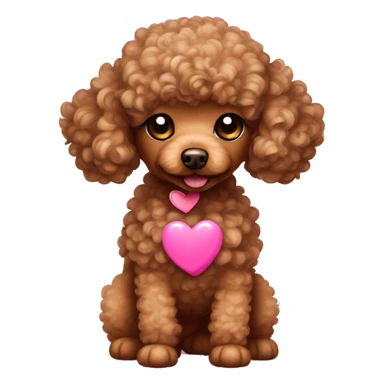 curly brown toy poodle dog with pink heart next to it sticker