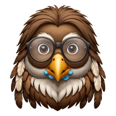 long hair bird with glasses sticker