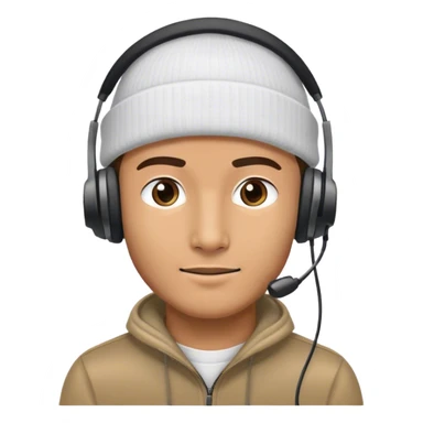 man with headset and beanie invisible background sticker