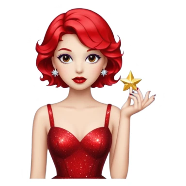 Představuji si mě jako glamourózní postavu, s výrazným make-upem a stylovým oblečením. Budu mít rtěnku v zářivé barvě, perfektně upravené vlasy a elegantní šaty. Pozadí bude plné třpytek a lesku, aby to podtrhlo mou módní vášeň. Styl bude spíše realistický, ale s nádechem fantazie a extravagance. 💅 sticker