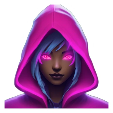 Riot Games Valorant neon pink eyes glowing bright red Video game woman blue eyes purple hooded assassin themed character shrouded wraith in to the forest sticker