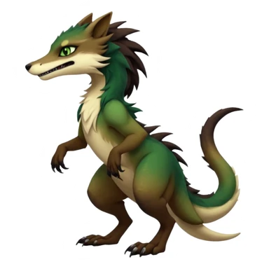 Brown and beige badass elegant wild beautiful natural cute badass epic exotic anthro modern furry 2-legged sergal-vernid-creature, full body, dark-brown-black-gradient pretty hair, green eyes, aesthetic, art by LiLaiRa, art by art by Falvie sticker