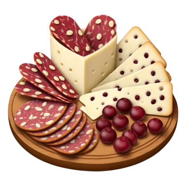 Charcuterie with multigrain crackers, white cheddar cheese, salami, and chocolate cranberries sticker