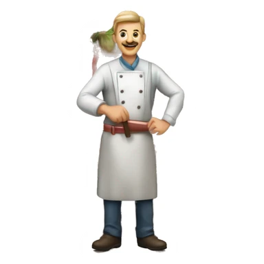 PAAGON MEATS BUTCHER SHOP WITH TWO BIG KNIVES ACROSS THE BUTCHERS CHEST sticker