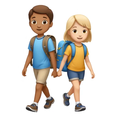 two children walking together, happy and friendly sticker