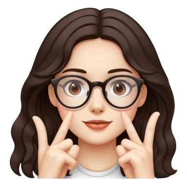 chica con el cabello marrón oscuro semi ondulado y lentes muy delgados haciendo un like  sticker