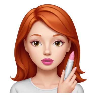 redhead woman using chapsitck sticker