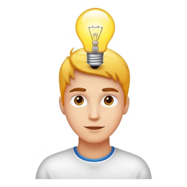 person with light bulb above head, healthy glowing person sticker