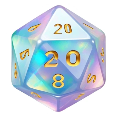 opal crystal gemstone d20 dice sticker