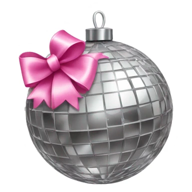 mirrorball with pink bow laying on top of it sticker
