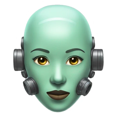 Pastel green short haired female cyborg head with respirator mask sticker