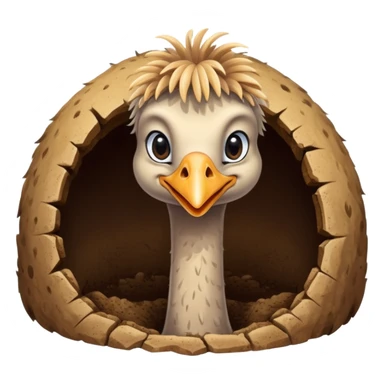 Ostrich with head inside a hole in the ground sticker