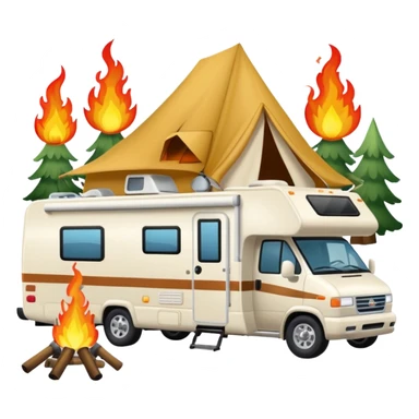 Class A motorhome. Add a fire and a tent in front of the rv.  sticker
