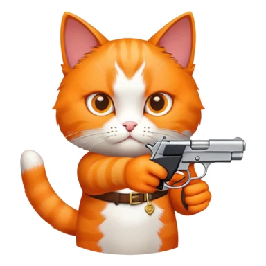 cat aiming a pistol sticker