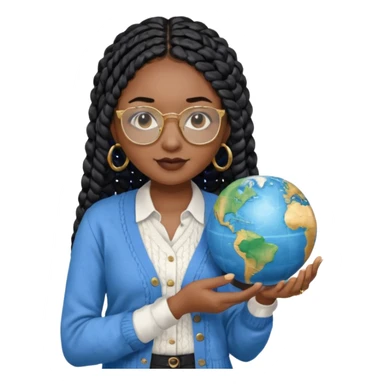 a-young-woman-wearing-fine-gold-round-glasses-and-black-hair-in-several-box-braids,-she-has-light-black-skin,-and-she's-wearing-a-white-shirt-with-an-blue-cardigan-on-top.-she's-holding-a-globe-in-one-hand.png sticker