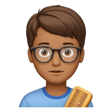 Kid with comb hair and glasses brown hair boy and tan skin color  sticker