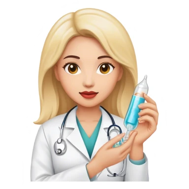 woman doctor holding condom  sticker