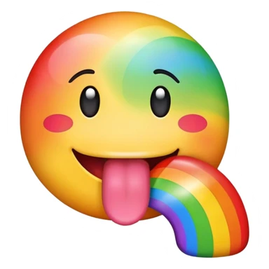 emoji sticking in rainbow tongue out sticker