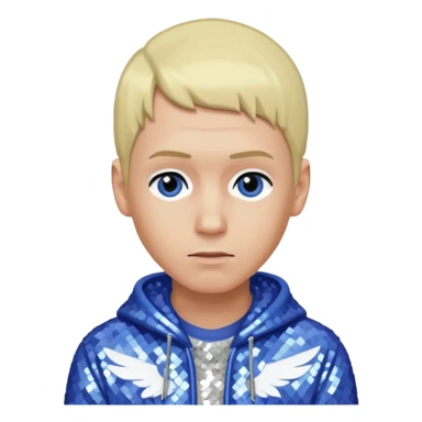 Eminem with blonde hair, periwinkle sequin outfit  sticker