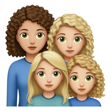 A trio of friends girls (one straight haired brown eyed brunette, another straight haired Blueish greenish eyed blonde and the last girl a browned eyed curly haired brunette sticker