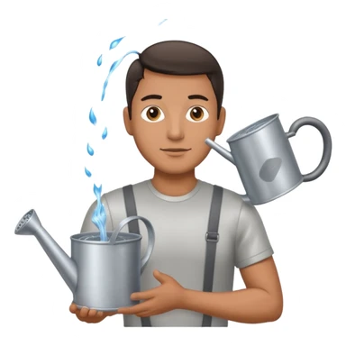 man holding watering pot sticker