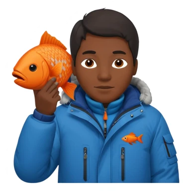 inuit man with orange fish sticker