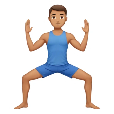 man with blue short warrior yoga pose sticker