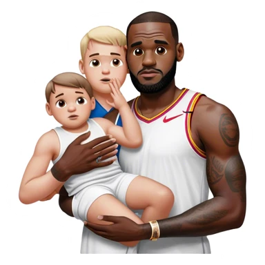 lebron james cradling a white boy but he’s smaller than normal and his hands are bigger than the boy’s whole body and he’s whispering “rest now. you’re safe” sticker