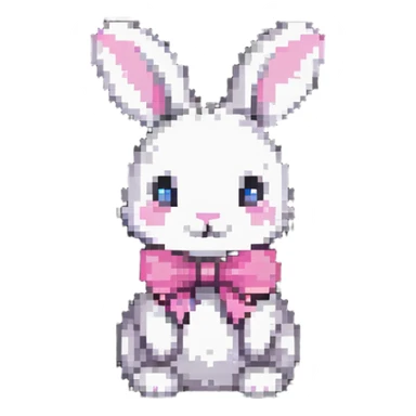 cutesy white bunny rabbit with a pink bow sticker