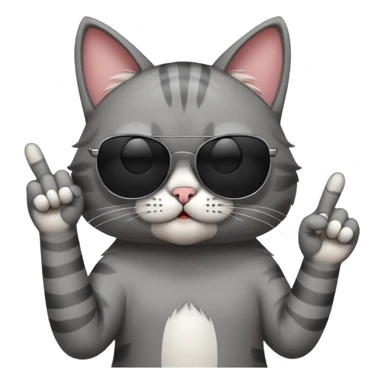 cat with sunglasses putting up the middle finger sticker