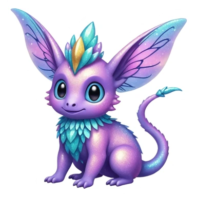 Pastel cute fuzzy realistic glittery Randomly-faerie-drake-colored sparkly exotic Fakémon-creature sticker