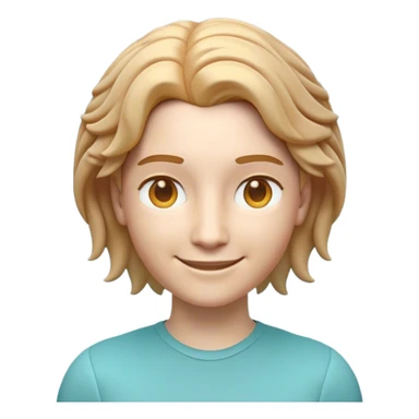 A 3D-rendered Apple-style emoji of a smiling person with a neutral, androgynous face. Their hair is replaced with a detailed brain that has a smooth, rounded texture, symmetrically parted down the center. The brain is a soft teal blue color with realistic folds, blending naturally into the head. The person has warm golden brown eyes, expressive eyebrows, and a friendly yet neutral expression. The lighting and shading should match Apple’s official emoji style, with soft gradients and a polished look. sticker