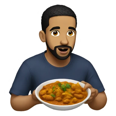 Drake eating curry sticker