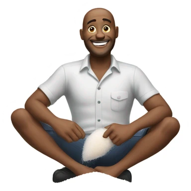 A happy man with a pile of salt sticker