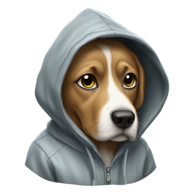 Dog wearing a hoodie in the rain sticker