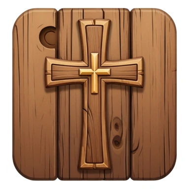 simple Christian cross, wooden texture sticker