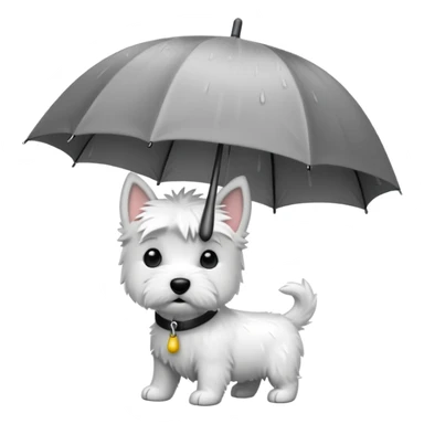 Westie under a small umbrella in the rain sticker